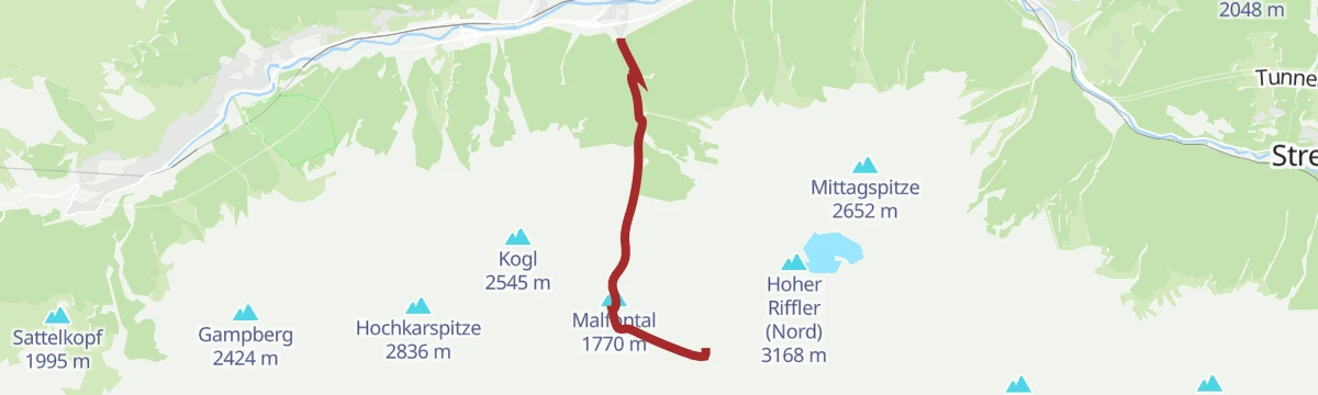 Route map: Pettneu - Edmund-Graf-Hütte